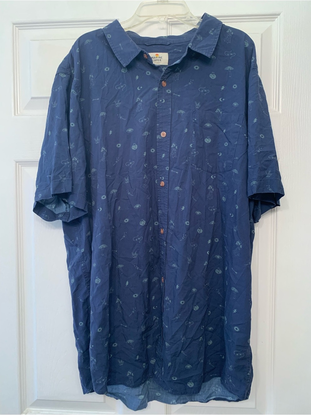 Marine Layer All Over Graphic Print Collared Button up Casual Shirt Men’s XXL
